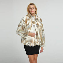 Load image into Gallery viewer, fur story Women's Genuine Rabbit Fur Coat for Winter Thick Warm Fur Jacket