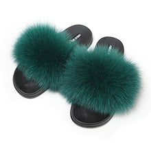 Load image into Gallery viewer, Fur Story Ladies Fox Fur Outdoor Fluffy Slippers
