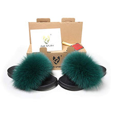 Load image into Gallery viewer, Fur Story Ladies Fox Fur Outdoor Fluffy Slippers