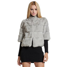 Load image into Gallery viewer, Women's Genuine Rabbit Fur Coat Winter Warm Fur Jacket with Half Sleeves VFur Story FS17110