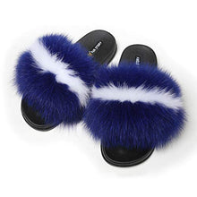 Load image into Gallery viewer, Fur Story Women's Fox Fur Slides Furry Slide for Outdoor Fluffy Sandals Open Toe Fur Slippers