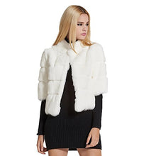 Load image into Gallery viewer, Women's Genuine Rabbit Fur Coat Winter Warm Fur Jacket with Half Sleeves VFur Story FS17110