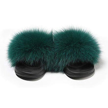 Load image into Gallery viewer, Fur Story Ladies Fox Fur Outdoor Fluffy Slippers