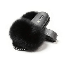 Load image into Gallery viewer, Fur Story FS19S03 Women's Fur Slides Furry Fur Slippers for Summer Furry Slide Sandals