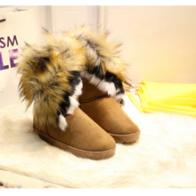 Load image into Gallery viewer, Women's Furry Fluffy Snow Boots Faux Fur Boots Winter Warm Mid Calf Boots 22S33