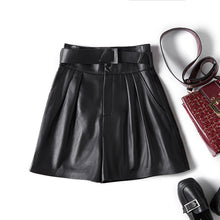 Load image into Gallery viewer, FUR STORY Sheepskin Pleated Shorts Women's High Waist with Pocket 22L03
