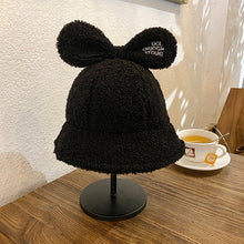 Load image into Gallery viewer, Winter Plush Fuzzy Bucket Hat mickey ears  Fisherman Hats for Women 22633