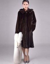 Load image into Gallery viewer, Women's Natural Mink Fur Coat Women Hood Full Winter Coat Women Dress