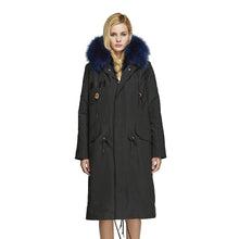 Load image into Gallery viewer, fur story Women's Real Fur Parka Jacket with Raccoon Fur Thick Hooded