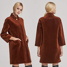 Load image into Gallery viewer, Women's Lamb Shearing Fur Coat Winter Coat 3/4 Sleeve Stand up Collar(6,Caramel)