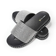 Load image into Gallery viewer, Fur Story FS19S04 Women's Slides Rhinestone Glitter Platform Sandals Female Black Gold