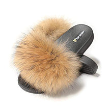 Load image into Gallery viewer, Fur Story FS19S02 Women's Fox Fur Slides Furry Slide Sandals Summer Fur Slippers