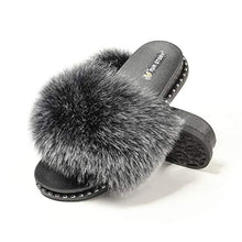 Load image into Gallery viewer, Fur Story FS19S10 Women's Faux Fur Slides for Outdoor Furry Slide Sandals Fur Slippers