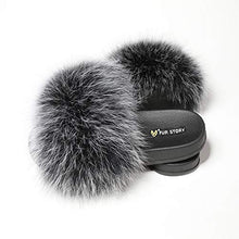 Load image into Gallery viewer, Fur Story Women's Fox Fur Slides Furry Slide Sandal