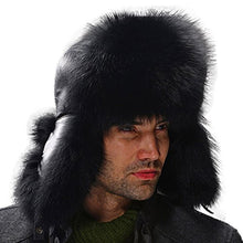 Load image into Gallery viewer, FUR STORY Men's Leather Hat Fur Trapper Hat with Sheepskin Earflap Fur Bomber Hat Winter Hat 14635