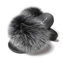 Load image into Gallery viewer, Fur Story FS19S02 Women's Fox Fur Slides Furry Slide Sandals Summer Fur Slippers