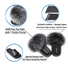 Load image into Gallery viewer, Fur Story Women's Fox Fur Slides Furry Slide Sandal