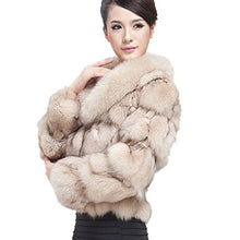 Load image into Gallery viewer, Women's Genuine Fox Fur Coat for Winter Thick Warm Fur Jacket(Beige,4)