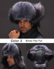 Load image into Gallery viewer, FUR STORY Men's Leather Hat Fur Trapper Hat with Sheepskin Earflap Fur Bomber Hat Winter Hat 14635