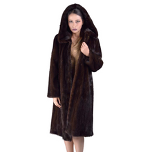 Load image into Gallery viewer, Women's Natural Mink Fur Coat Women Hood Full Winter Coat Women Dress