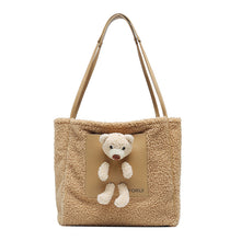 Load image into Gallery viewer, Plush Shoulder Handbag Cute Bear fluffy Tote Handbag 22436