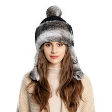 Load image into Gallery viewer, Women's Fur Trapper Hat with Sheepskin Earflap Warm Bomber Hat Winter hat 22615