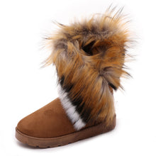 Load image into Gallery viewer, Women's Furry Fluffy Snow Boots Faux Fur Boots Winter Warm Mid Calf Boots 22S33