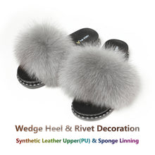 Load image into Gallery viewer, FS19S03 Fluffy Slides Furry Slipper Sandal (Rivet-Solid Color)
