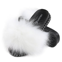 Load image into Gallery viewer, Fur Story FS19S10 Women's Faux Fur Slides for Outdoor Furry Slide Sandals Fur Slippers