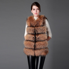 Load image into Gallery viewer, Raccoon Fur Vest Women's Real Fur and Leather Winter Girl's Warm Outerwear Fur Vest