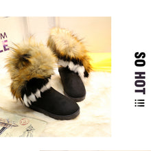 Load image into Gallery viewer, Women's Furry Fluffy Snow Boots Faux Fur Boots Winter Warm Mid Calf Boots 22S33