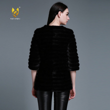 Load image into Gallery viewer, Women's Natural Mink Fur Coat Women Half Sleeve Stripes 13087