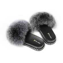 Load image into Gallery viewer, FS19S03 Fluffy Slides Furry Slipper Sandal (Rivet-Solid Color)