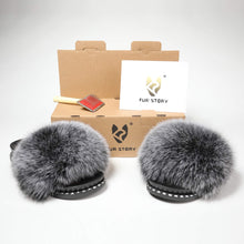 Load image into Gallery viewer, FS19S03 Fluffy Slides Furry Slipper Sandal (Rivet-Solid Color)