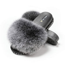 Load image into Gallery viewer, FS19S03 Fluffy Slides Furry Slipper Sandal (Rivet-Solid Color)