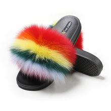 Load image into Gallery viewer, Fluffy Slides Furry Slipper Sandals (Flat-Multicolour)