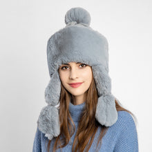 Load image into Gallery viewer, Women's Fur Trapper Hat with Sheepskin Earflap Warm Bomber Hat Winter hat 22615