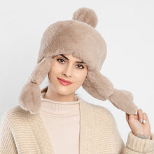 Load image into Gallery viewer, Women's Fur Trapper Hat with Sheepskin Earflap Warm Bomber Hat Winter hat 22615