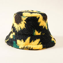 Load image into Gallery viewer, Sun flower plush Bucket Hat Fluffy Warm Hat for Women 22639