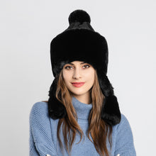 Load image into Gallery viewer, Women's Fur Trapper Hat with Sheepskin Earflap Warm Bomber Hat Winter hat 22615
