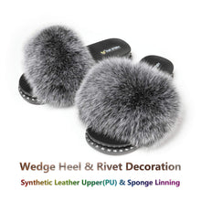 Load image into Gallery viewer, FS19S03 Fluffy Slides Furry Slipper Sandal (Rivet-Solid Color)