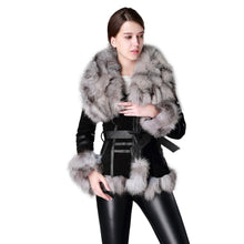Load image into Gallery viewer, Women's Genuine Leather Fur Coat Women Fox Fur Collar  13055