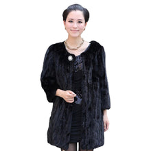 Load image into Gallery viewer, Women's Real Mink Fur Overcoat Black Winter  Natural Mink Fur Coat Female 151186