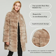 Load image into Gallery viewer, Women's Genuine Rabbit Fur Coat Women Stand-up Collar Long Women Jacket 18126