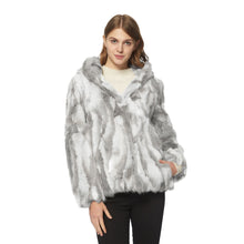 Load image into Gallery viewer, Women's Genuine Rabbit Fur Coat Fuzzy Warm Fur Jacket Winter Outware 151249H