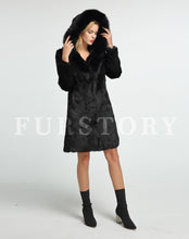 Load image into Gallery viewer, Womens Real Rabbit Fur Coat with Fox Hood Winter Spring jacket Female 151254