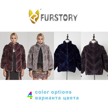 Load image into Gallery viewer, Women's Coats Real rabbit Fur Coat with Bat Sleeve Winter jacket Stand collar 17156