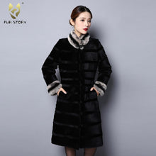 Load image into Gallery viewer, Women's Coats Real Rabbit Fur Coats Full Pelt Winter Jackets Long Coats 151241