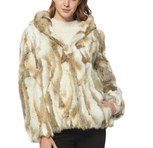 Load image into Gallery viewer, Women's Genuine Rabbit Fur Coat Fuzzy Warm Fur Jacket Winter Outware 151249H