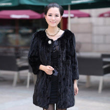 Load image into Gallery viewer, Women's Real Mink Fur Overcoat Black Winter  Natural Mink Fur Coat Female 151186